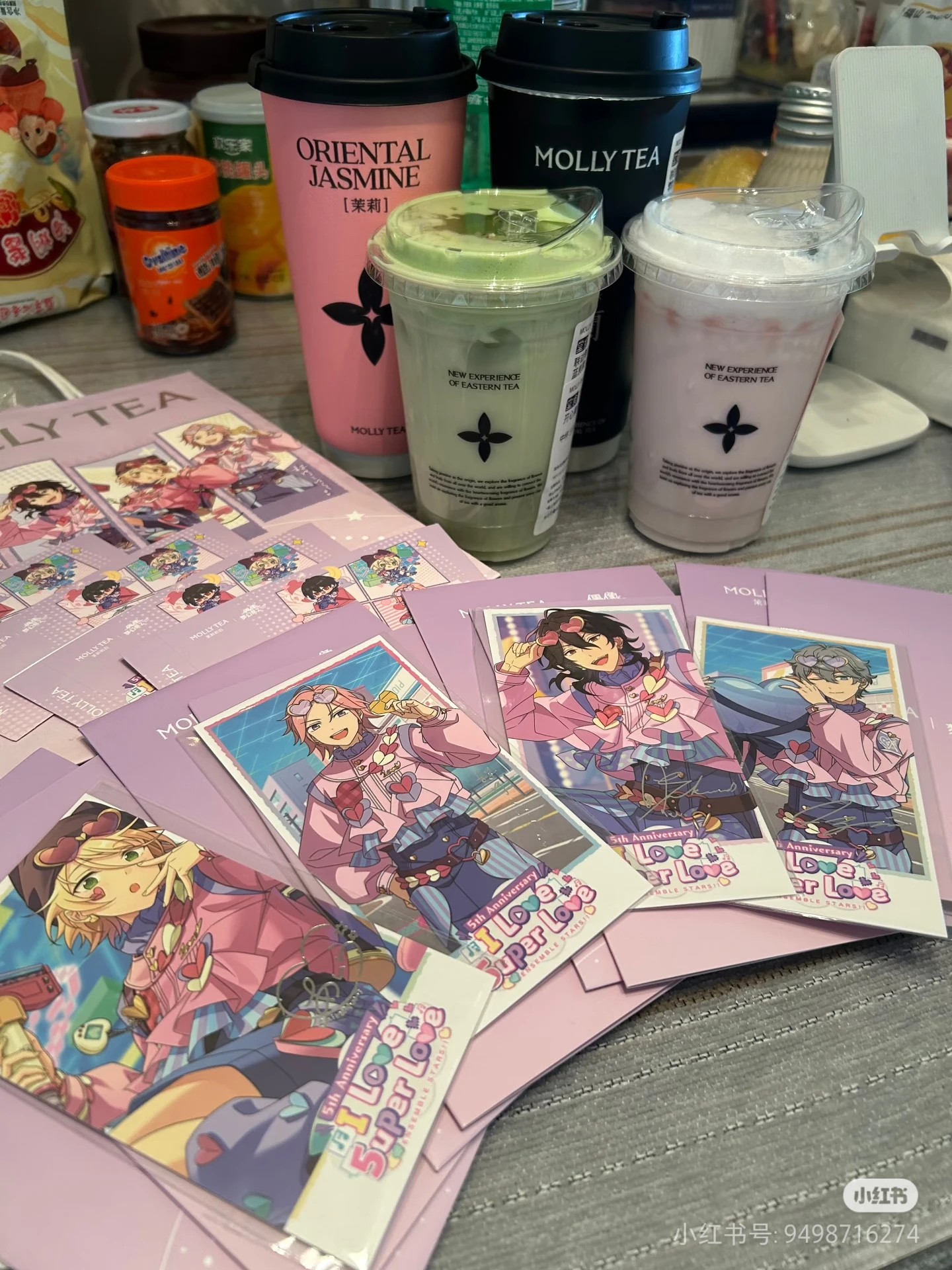 مولي الشاي X فرقة نجوم 2 5th الذكرى Shiratori Aira Sakuma Rei Sena Izumi Oukawa Kohaku مجموعة ملصقات البطاقات حقيبة #6