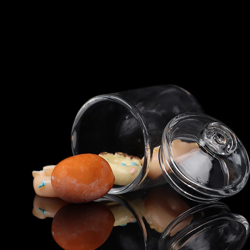 Mini barattolo di caramelle in vetro ad alto contenuto di borosilicato, giochi di cibo, accessori per la casa delle bambole, piccoli barattoli in vetro trasparente per riporre la cucina