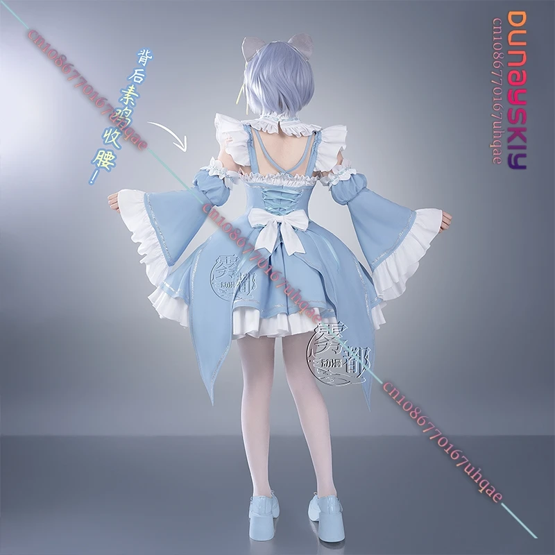 XS-2XL Re: Zero Starting Life in Another World Rem Cosplay Costume Bule French Maid  Dress Halloween Disguise for Adult Women