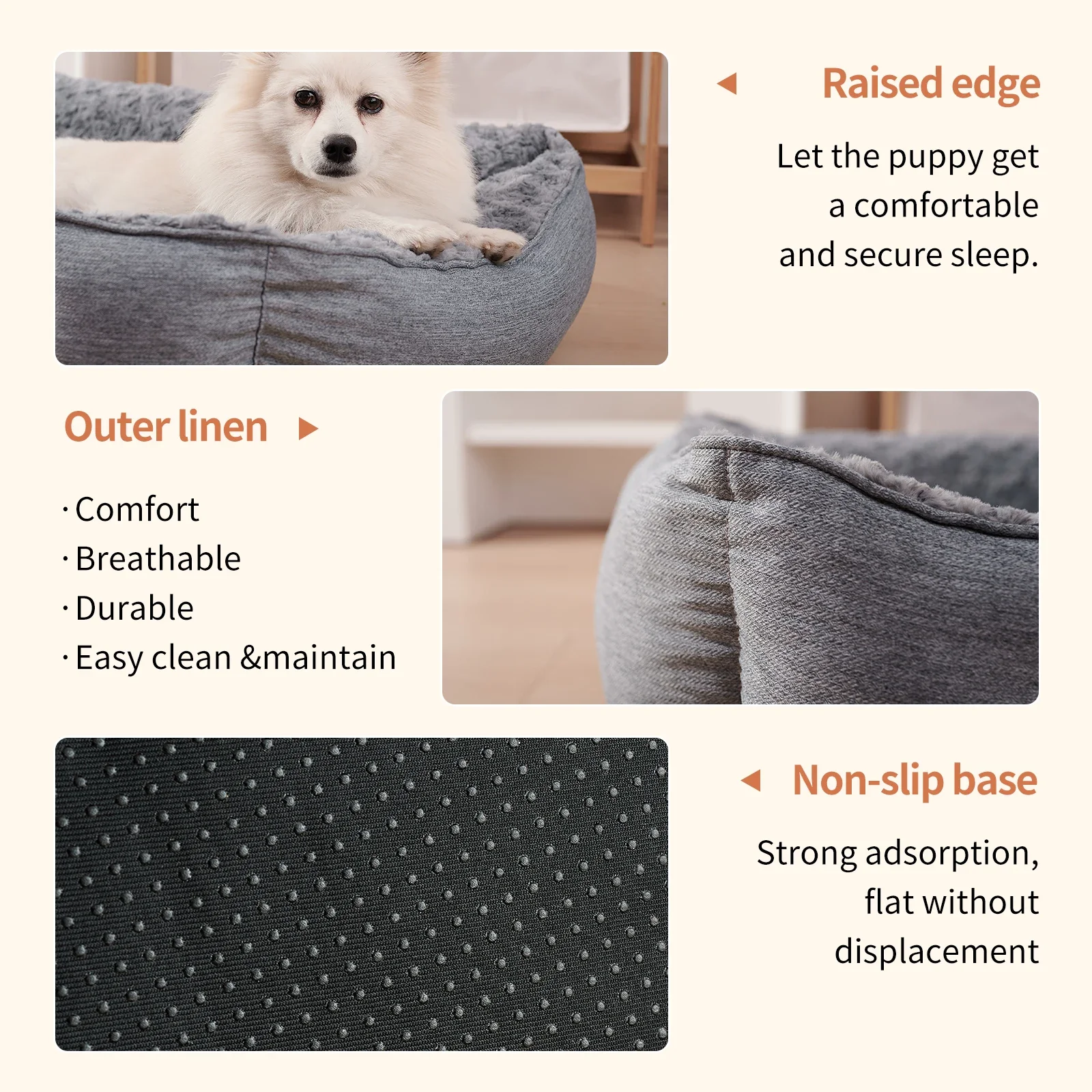 Dog Bed for Large Medium Small Dogs Thickened Filled Rectangle Dog Bed Orthopedic Calming Down Deep Sleeping Dog Sofa Bed