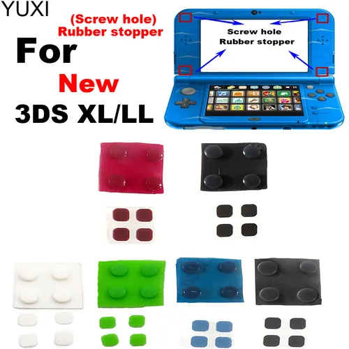 새로운 3DS XL 콘솔 전면 후면 나사 고무 피트 커버, 상단 LCD 화면 나사 커버 새로운 3DS LL 용 고무 교체 1 세트 