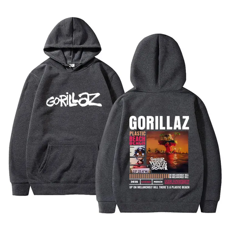 Rock Band Gorillaz The Mountain Tour 2026 Hoodie Men Women Retro Rock Punk Streetwear Male Fashion Oversized Pullover Hoodies