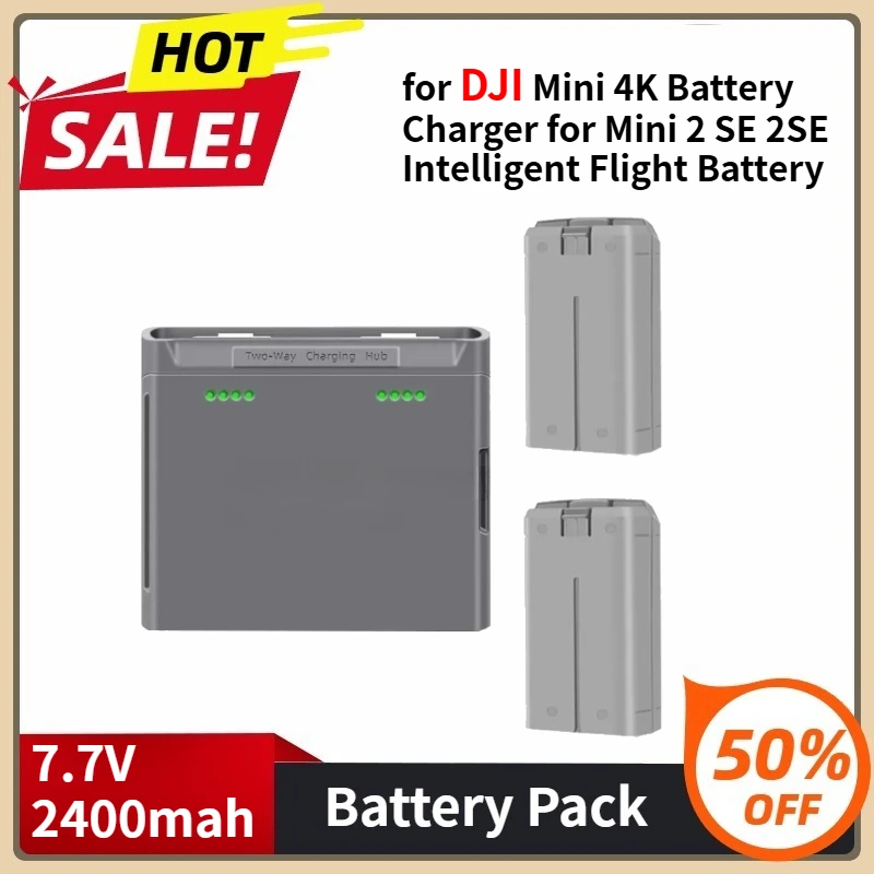 

Drone Battery for DJI Mini 4K Battery Charger for Mini 2 SE 2SE Intelligent Flight Battery Accessories 2400mah
