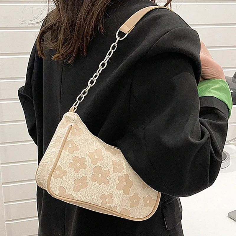 2023 Women\'s Fashion Print Underarm Bag Small Simple Casual Hobos  Shoulder Tote Bags Handbags Brand Zipper Clutch