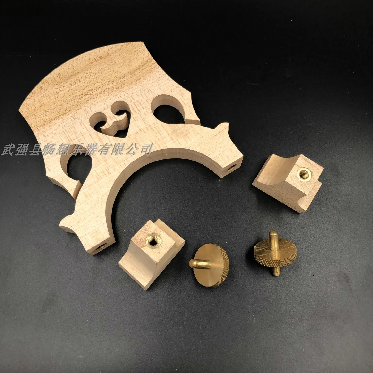 Maple wood 1/8-3/4 Upright Bass Baroque style Adjustable Height Double Bass Bridge Brass adjusters