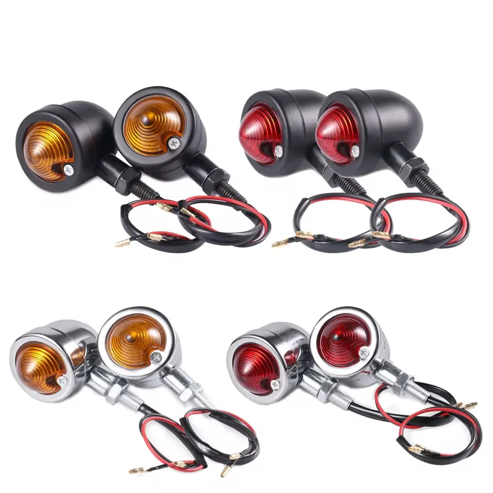 

Bullet Motorcycle Turn Signal Light Indicator Amber Blinker Retro Lamp for Harley Davidson Honda Yamaha Cruiser Bobber Chopper