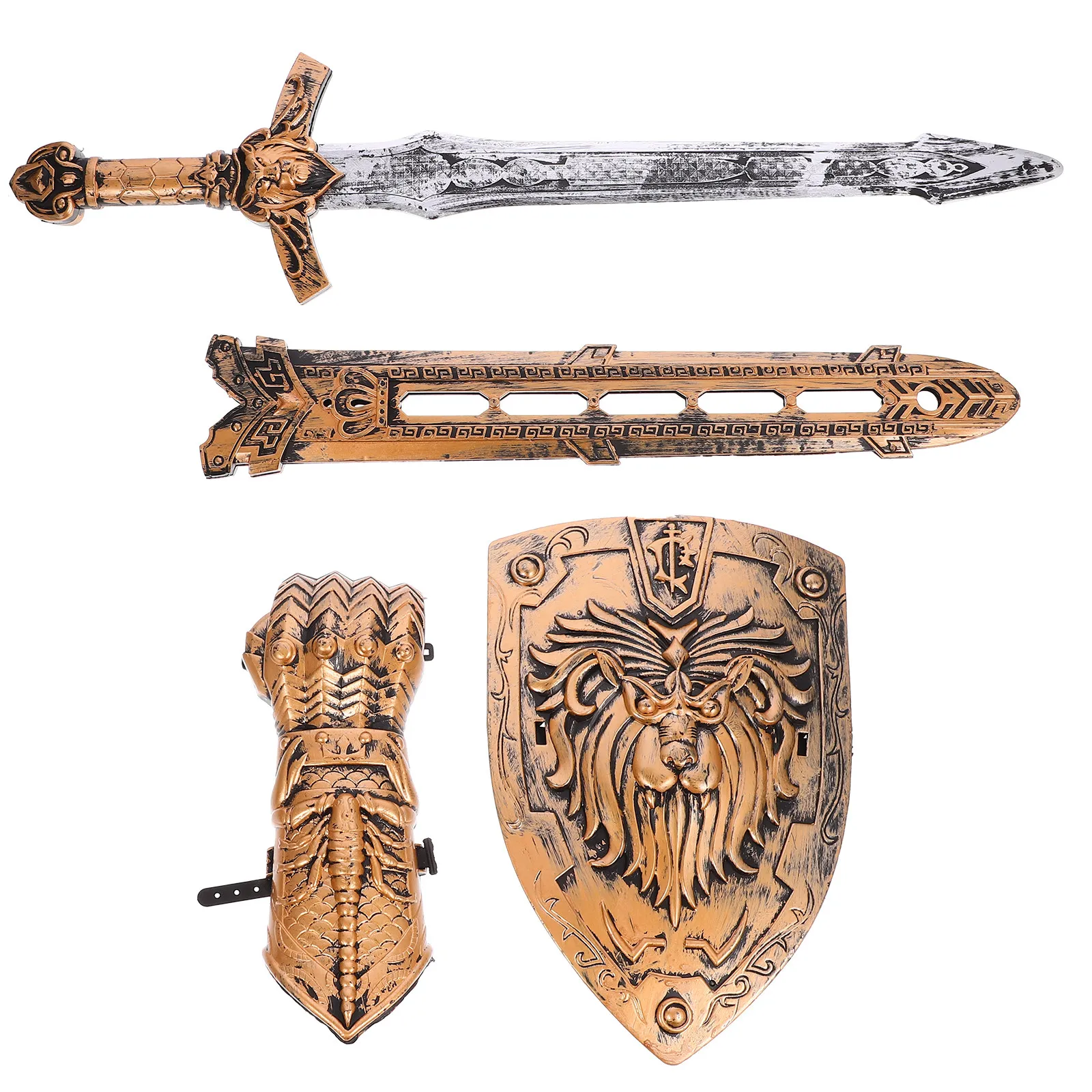 Toys for Boys Kids Swords Role Play Shield Knight and Performance Armaments Golden Cosplay