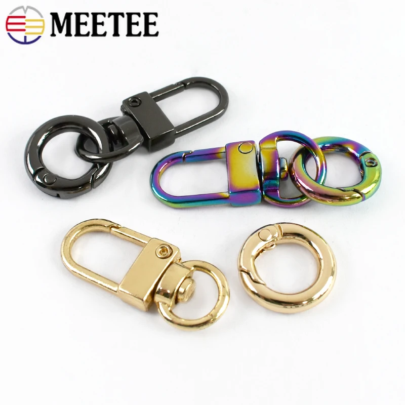 3/5/10 szt. Meetee 10mm Metalowe Kółko Zawieszka do Torby Sprężynowe Kółko O-ring Obrotowy Karabińczyk do Torby Brelok Klips Zatrzaskowy Akcesoria DIY