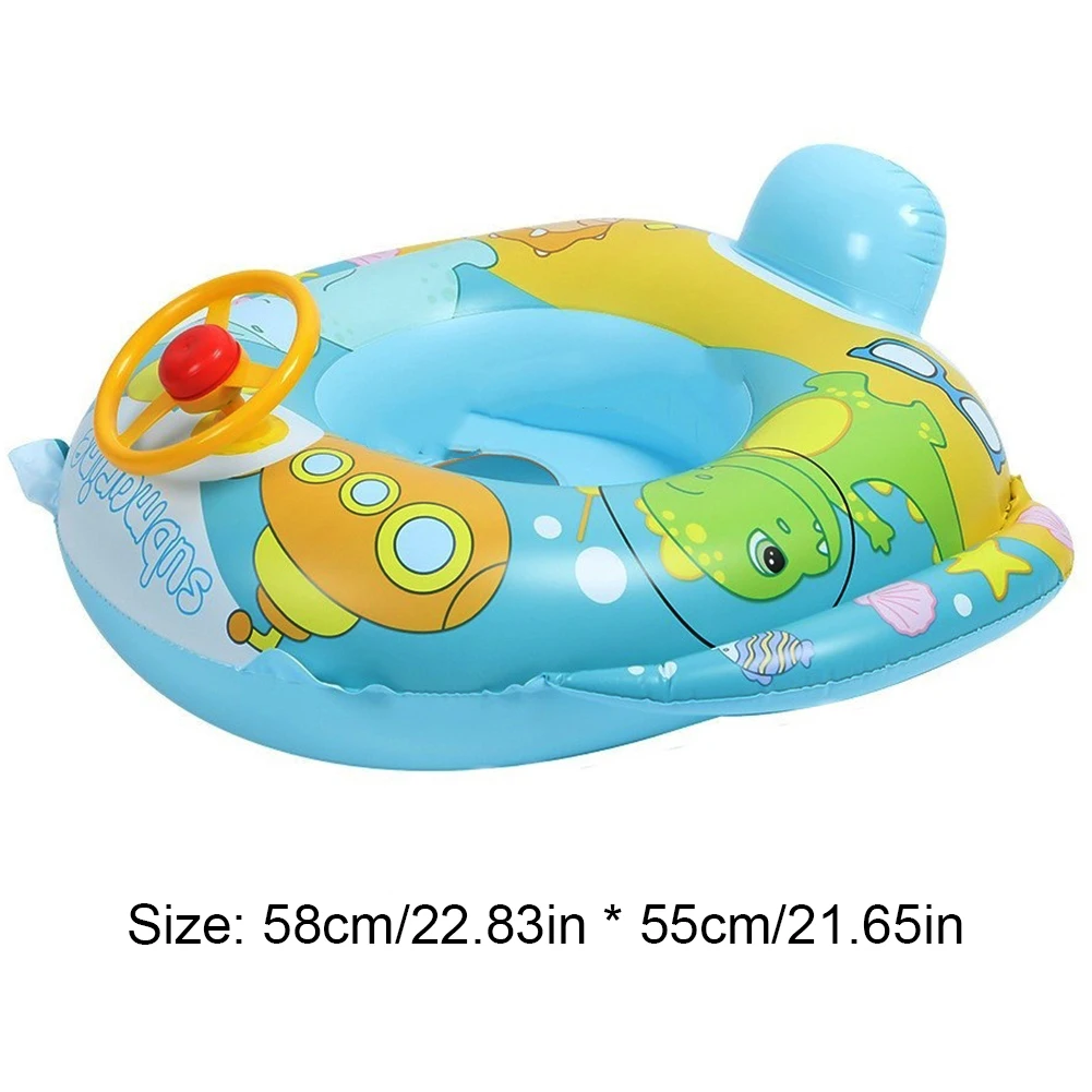 Inflatable Baby Pool Float Swimming Pool Toys Baby Floats with Steering Wheel Horn Swim Tubes Rings for 6-36 Months Toddler Kids