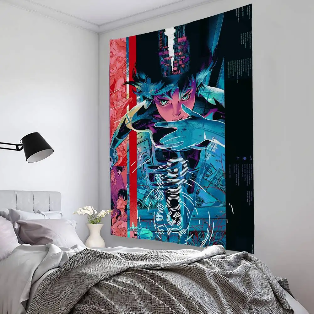 Comic G-Ghost in the Shell Tapestry Bedroom Living Bar Garden Outdoor Microfiber festival Decoration Background Art Banner