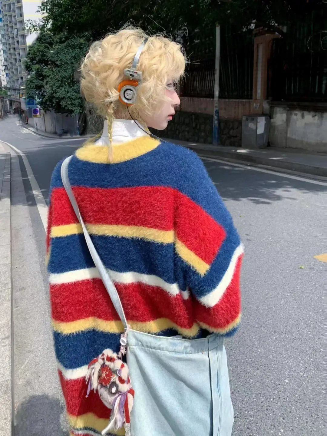 Y2k Pure Lust Colored Striped Knitted Sweater Women Sweet and Gentle Korean Slouchy American Retro Top korean fashion sweaters