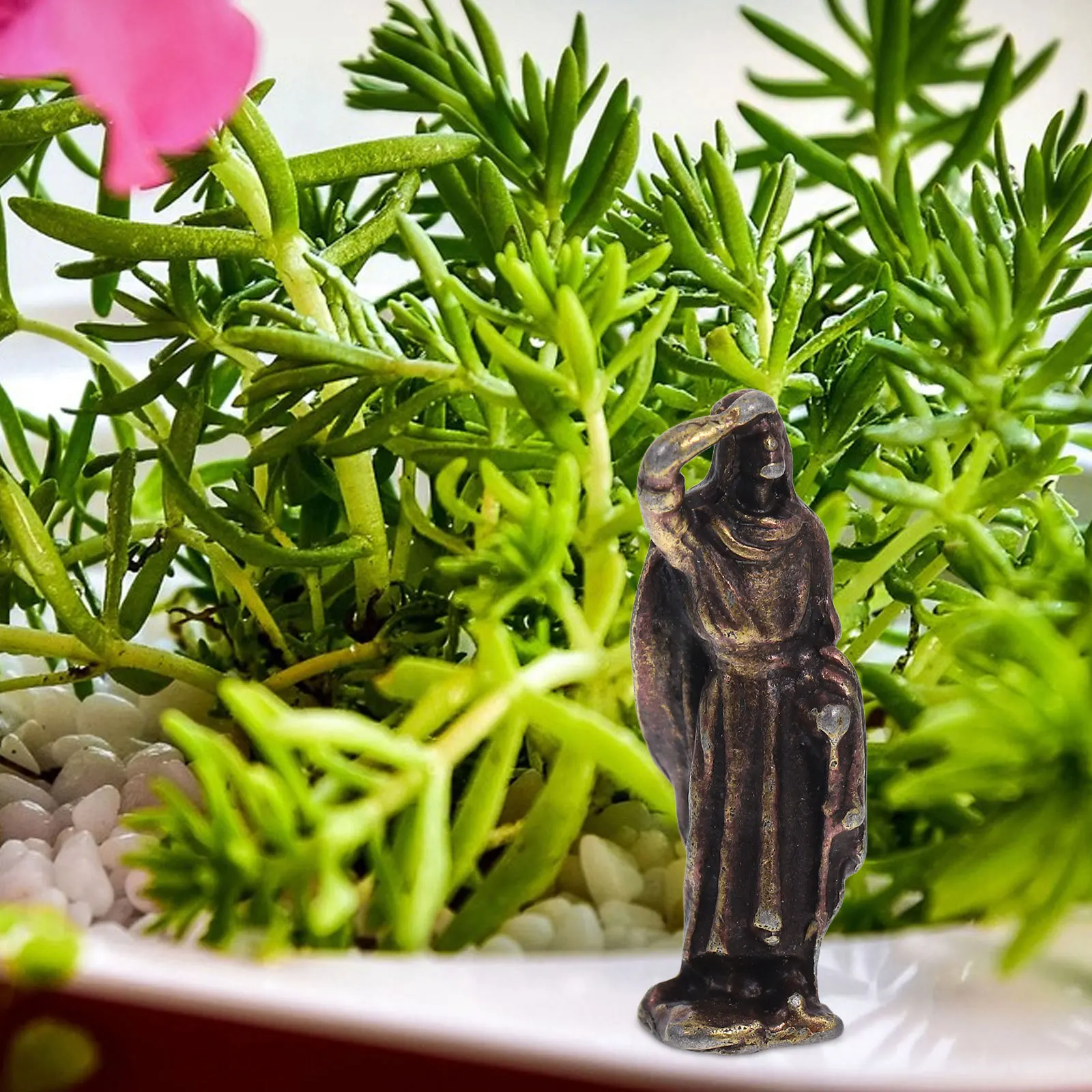 Miniaturowa chińska starożytna figurka metalowa w stylu vintage, mikro-krajobraz, dekoracja do ogrodu bonsai, ozdoba, mini figurka krajobrazowa.