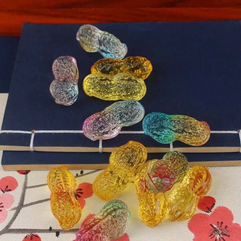 Colored Glaze Peanut Miniatures Figurines Wedding Decor Crystal Peanut Ornaments Living Room Decorations Holiday Parties Gifts