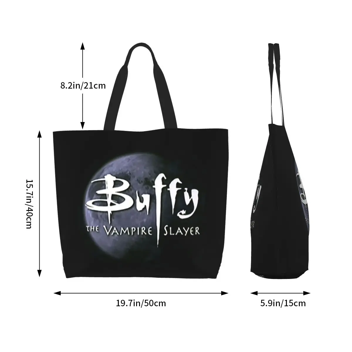 Buffy The Vampire Slayer Shopping Tote Bag Canvas Large Capacity Shoulder Bags Shopper Grocery Handbag for Women