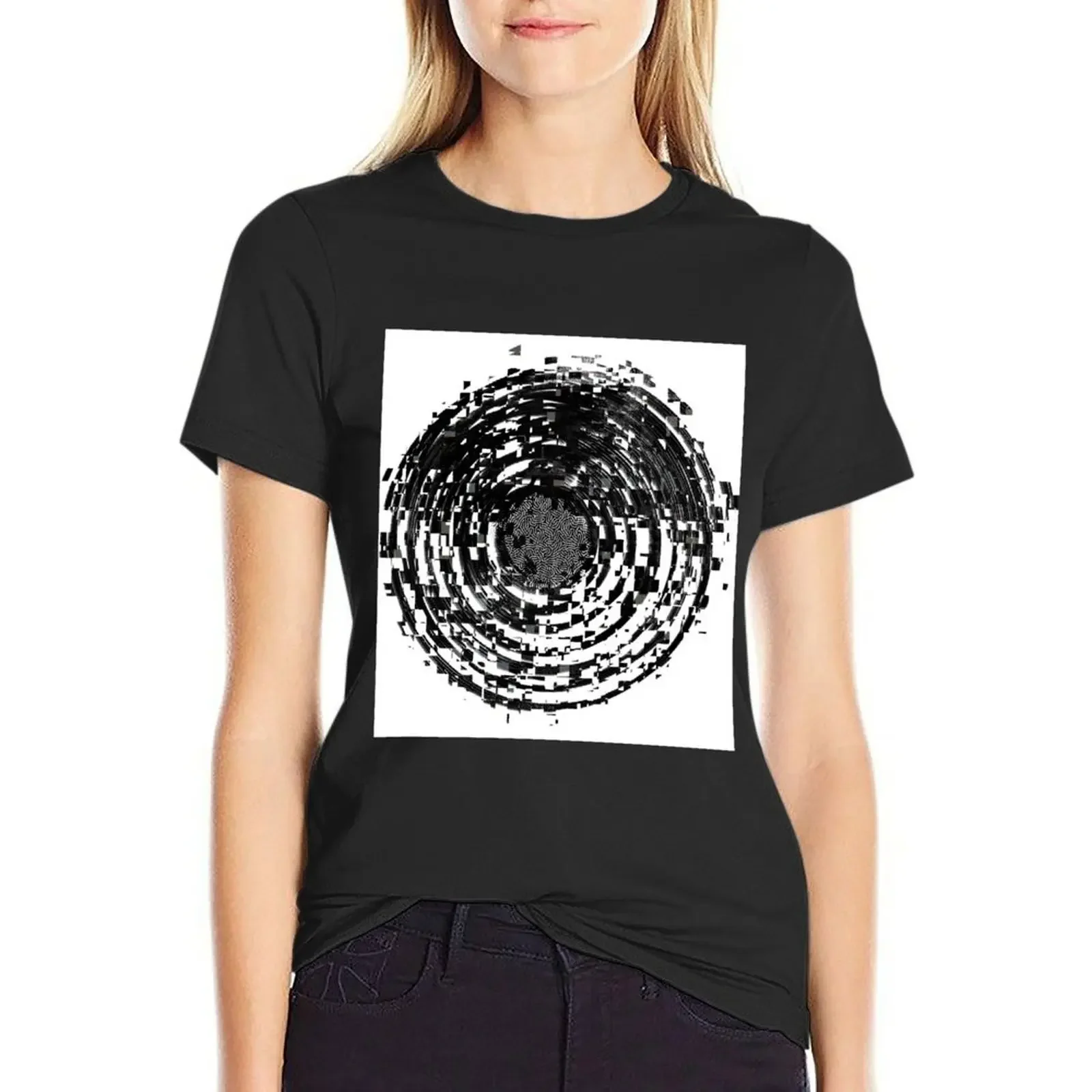 

Glitch black T-Shirt hippie clothes cute clothes animal print shirt for girls summer top Womens graphic t shirts