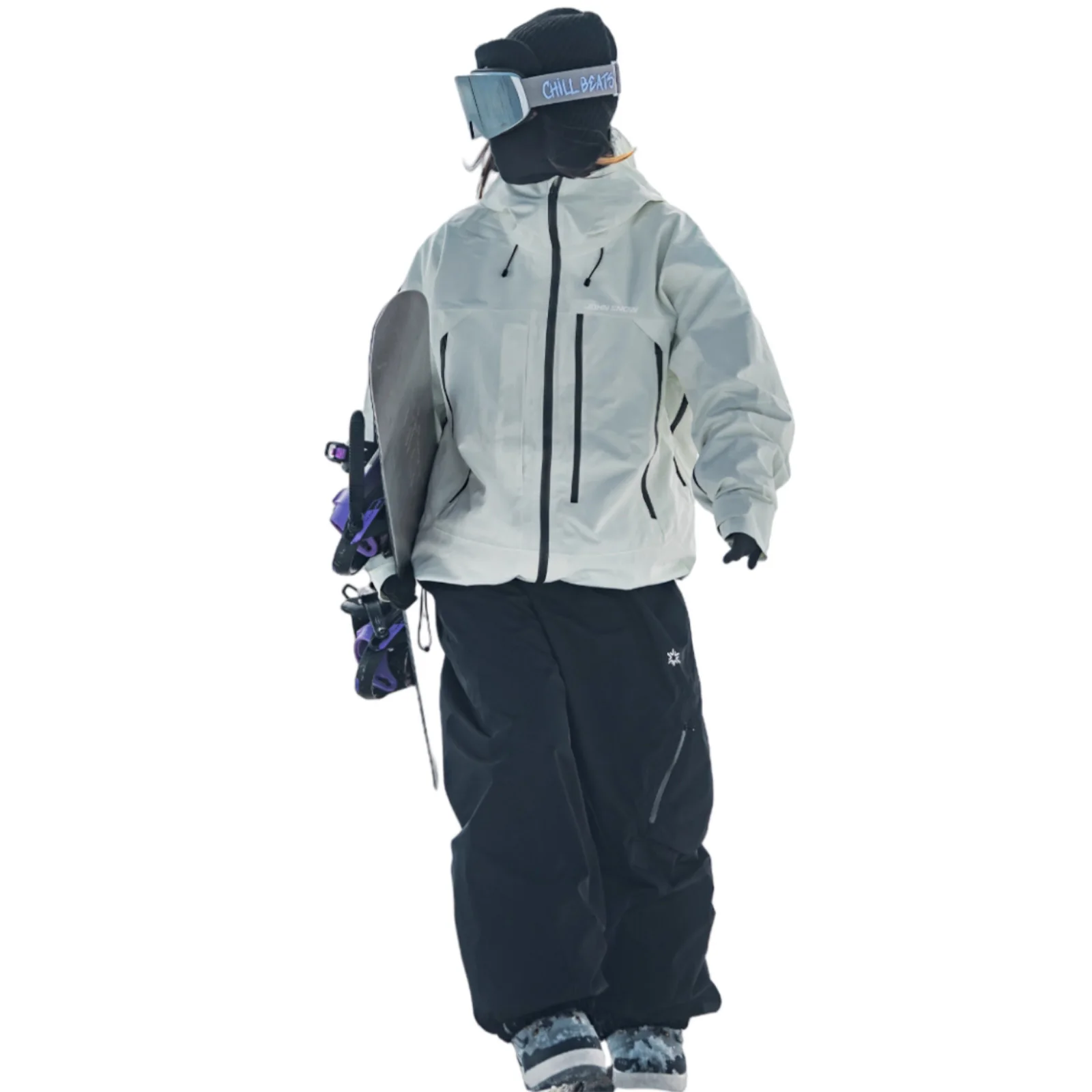 John Snow Wodoodporny kombinezon narciarski dla kobiet i mężczyzn Termoizolacyjna kurtka snowboardowa Spodnie Strój narciarski do sportów zimowych — 2