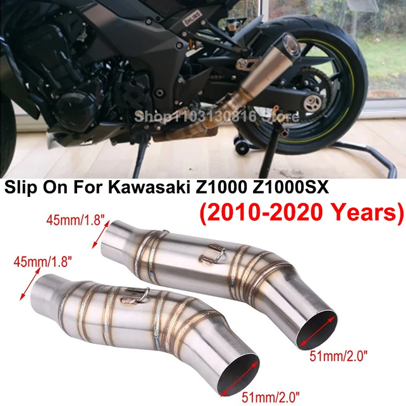 

Slip On For KAWASAKI Z1000 Z1000SX 2010 - 2020 Motorcycle Exhaust Connection Left & Right Middle Link Pipe Escape Muffler 51MM