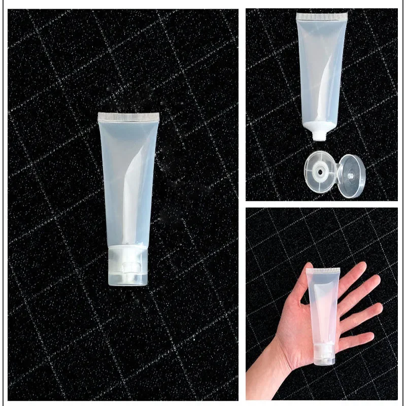 10Pcs 15/20/30/50/100ml Empty Clear Plastic Cosmetic Tubes Refillable Travel Sample Container for Detergent Face Wash Hand Cream