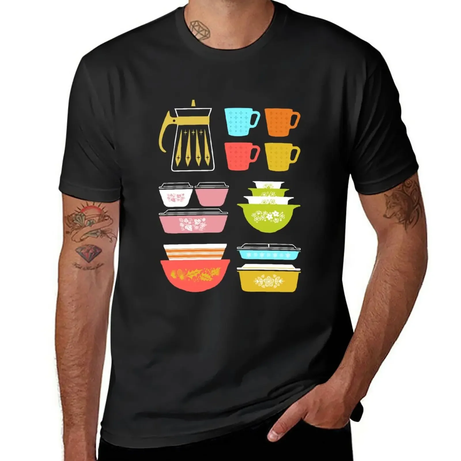 Pyrex Pretties - T-shirt da cucina in vetro vintage, top semplici e carini, magliette grafiche da uomo