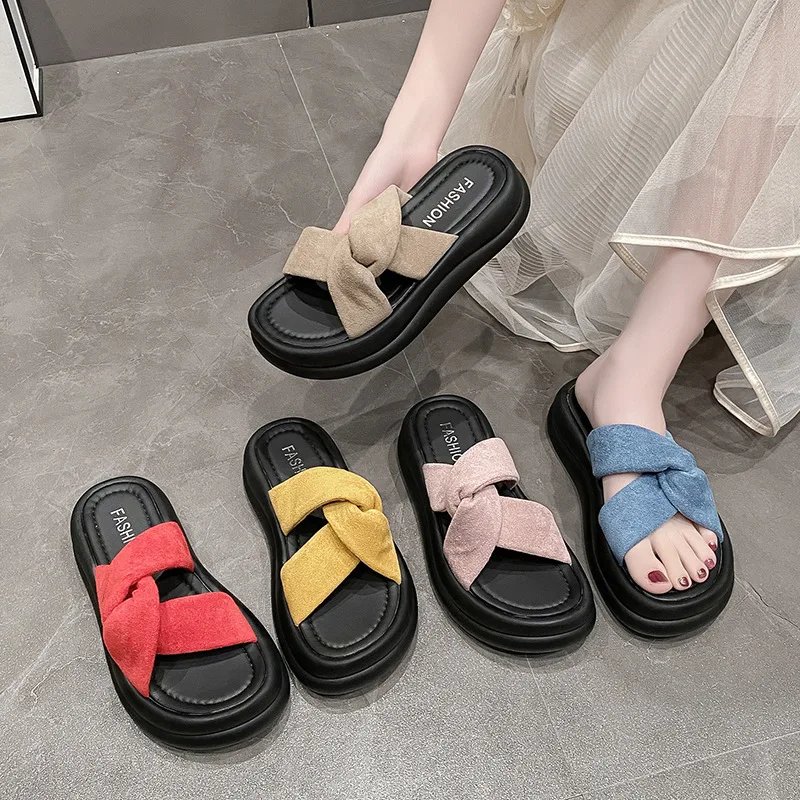 

Platform Slippers Women Wear Fashion 2025 New Summer Medium and Increase The Temperament of Casual Flip-flops Casual Flip-flops