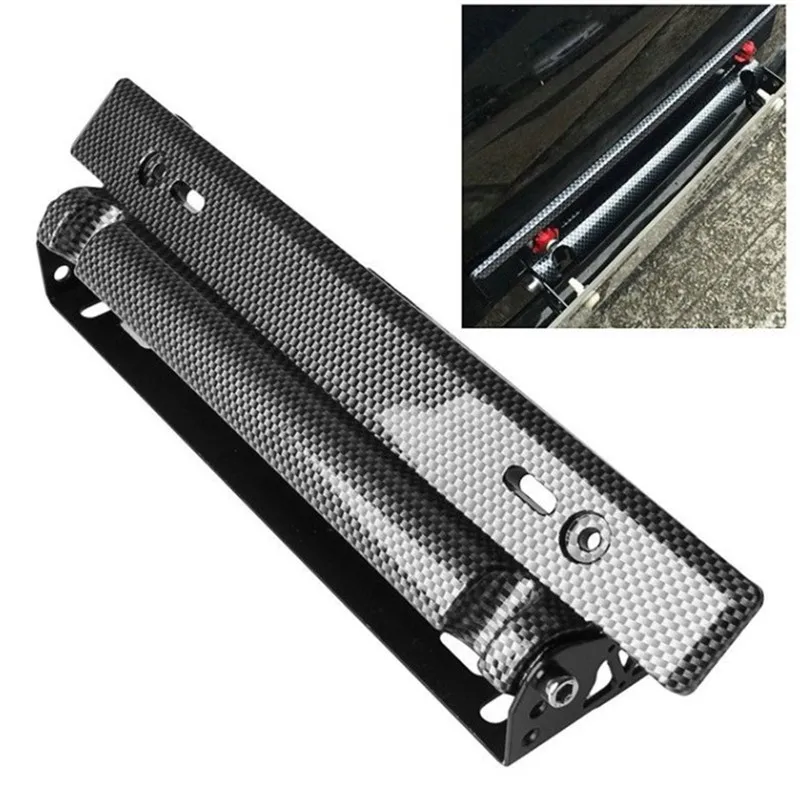 Car License Plate Frame Holder Carbon Fiber Racing Number Plate Holder Adjustable Bracket Car Modification