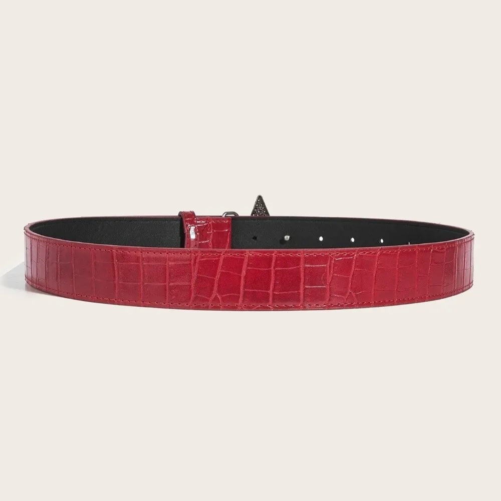 الرجعية الخماسية نجمة مشبك حزام للنساء بولي Leather جلد أحمر موضة حزام البنطال الجينز كل المتطابقة حزام الهيب هوب حزام