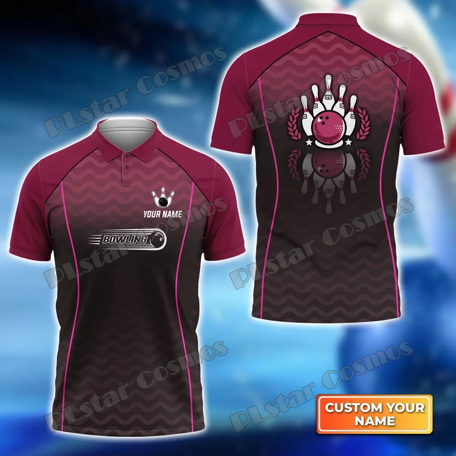 Bowling Sport Team Personalized Name 3D Printed Mens Polo Shirt Summer Street short sleeve shirt Gift for Bowling Lover WK37