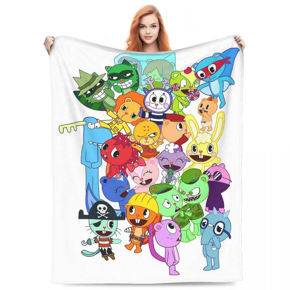 

Одеяло Happy Tree Friends с персонажами, флисовое одеяло для дивана, портативные пледы для дивана, постельные принадлежности, офисные пледы, покрывало, одеяло