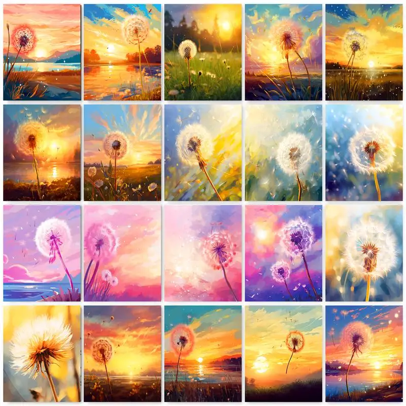 

GATYZTORY Acrylic Painting By Numbers Handpainted Canvas Painting Dandelion Number Painting For Adults DIY Gift Artwork Paint Ki