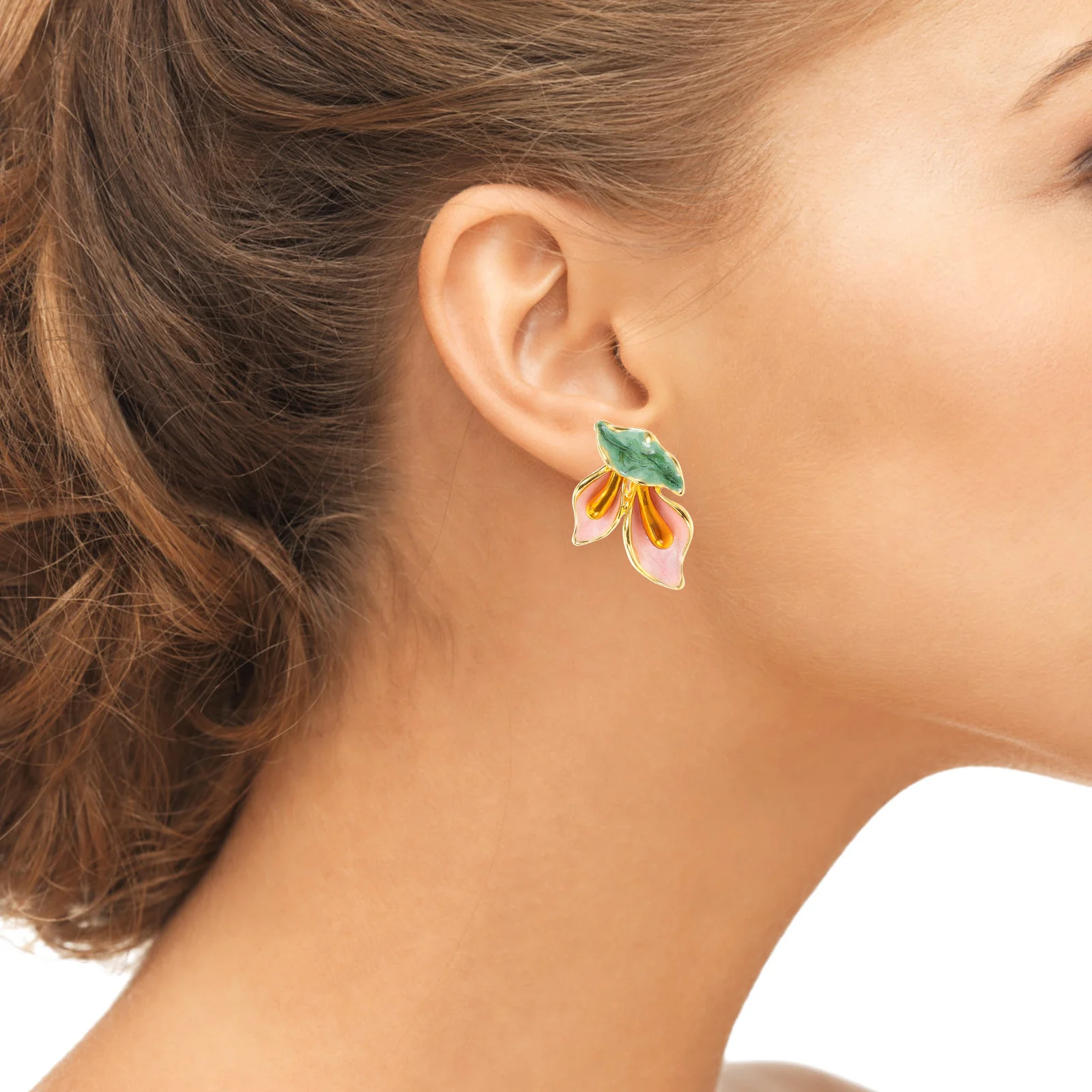 

1Pair Vintage Dangle Flower Clip on Earrings Non Piercing Elegant Retro Jewelry Party Daily Wear Floral Statement Earrings