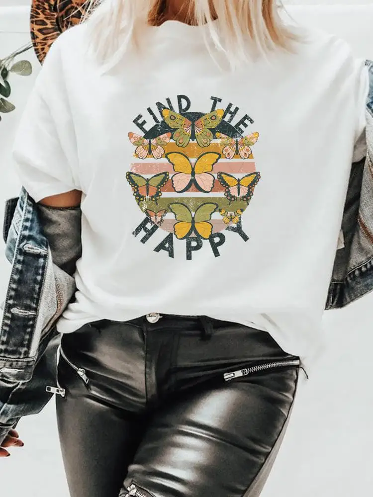 

Print Clothes Women Spring Fashion Summer Butterfly Sweet 90s Female Tee Shirt Lady Short Sleeve Graphic T-shirt