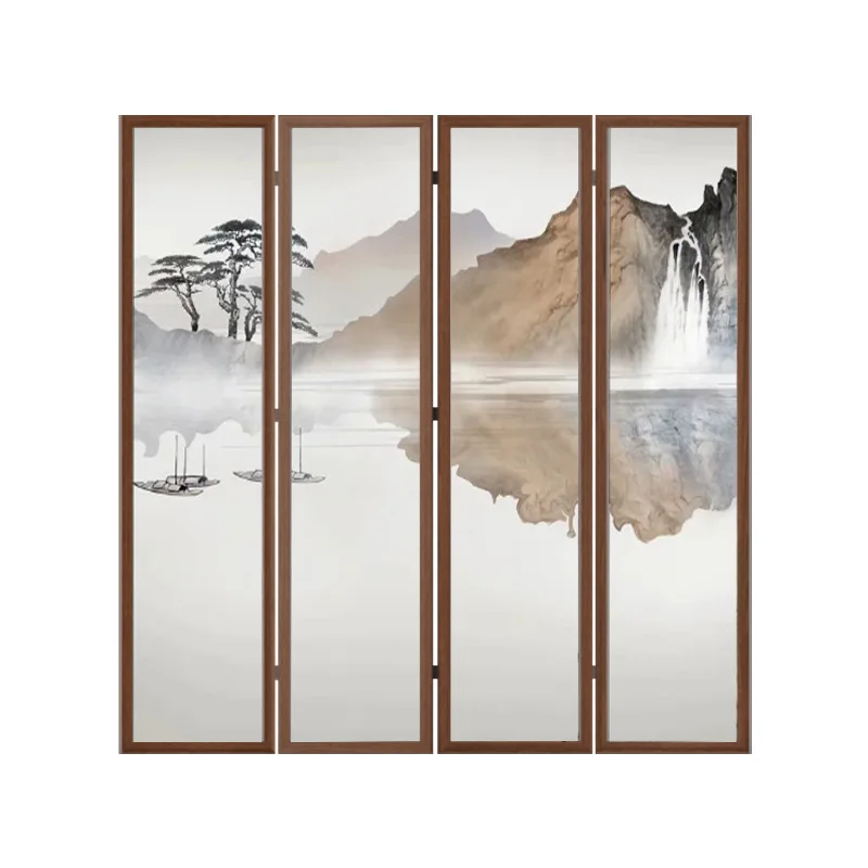 

Living room partition screen, Chinese mobile folding, wooden screen, living room entrance