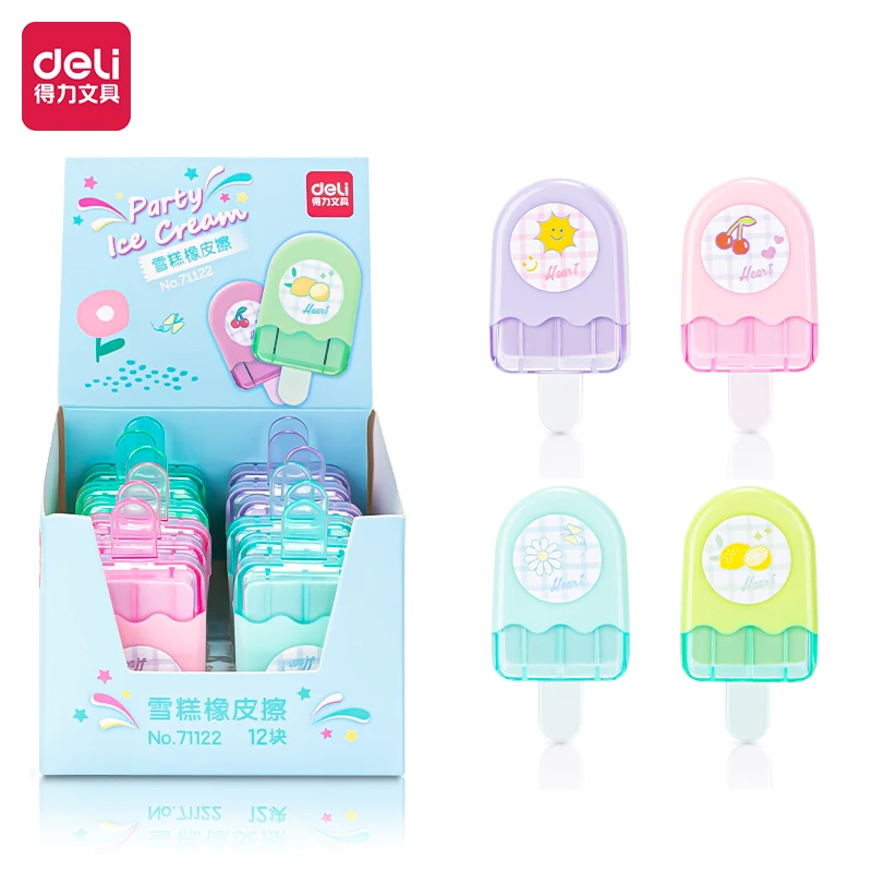 

12pcs/lot Deli 71122 Kawaii Eraser New Stationery Cute Removable Combination Rubber Student School Supplies Children Gift