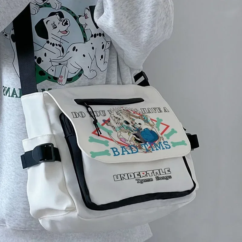 Undertale Sans-Sacs à bandoulière Anime Messenger pour écoliers, AllBlack, AllWhite BlackWhite, étudiants et adolescents, garçons et filles