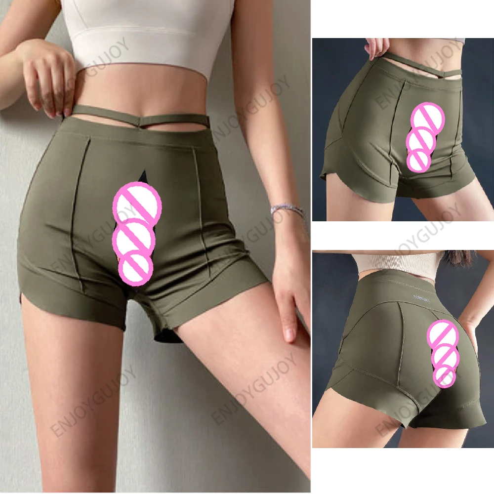 

Fashion Fitness Short Trousers,Invisible Open Crotch Outdoor Sex,High Waisted Women's Sports Shorts,Summer Skinny Yoga Pants