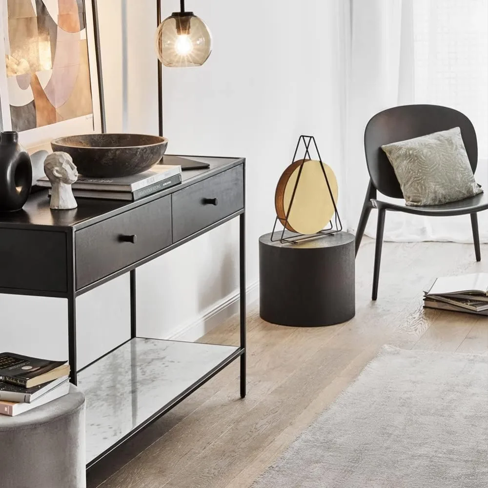 زوج من طاولات القهوة الخشبية المستديرة الحديثة مع قواعد مضادة للانزلاق لمساحات المعيشة المدمجة #6