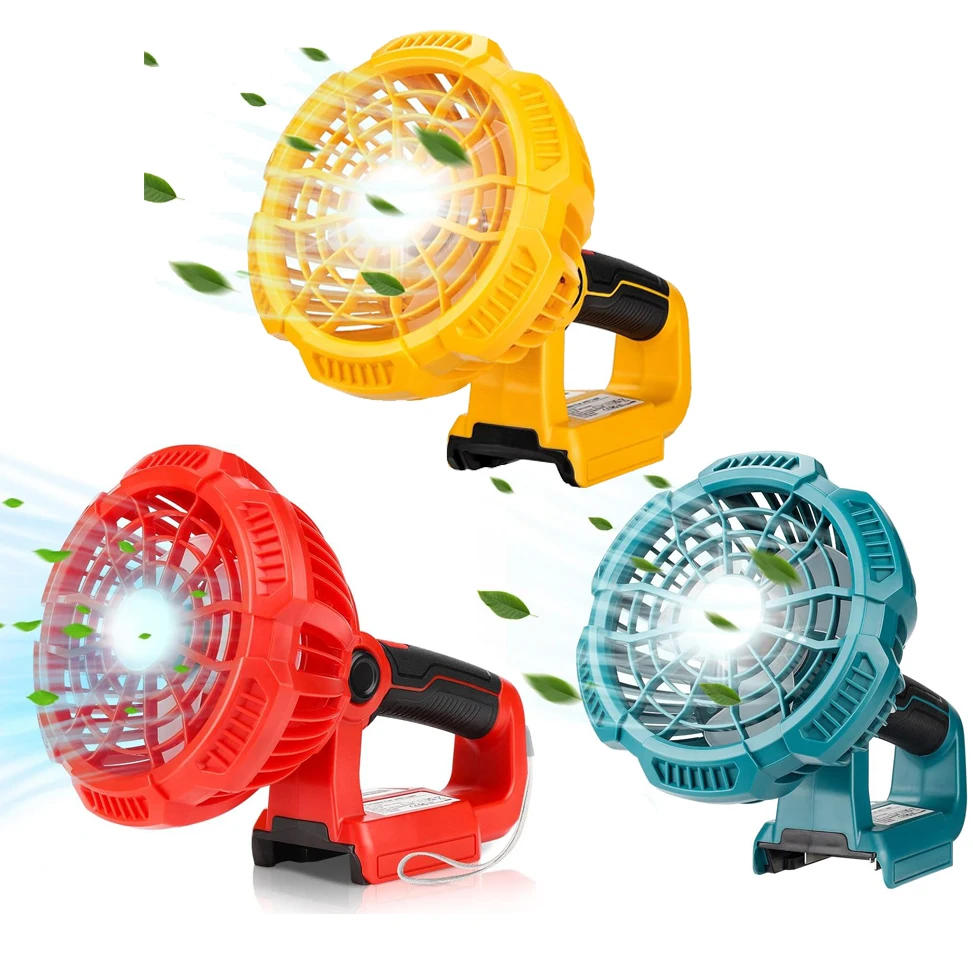 

Multifunction Fan With LED Light Handheld Cordless Jobsite Fan For Makita Bosch DeWalt Milwaukee 14.4-18V Lithium Battery