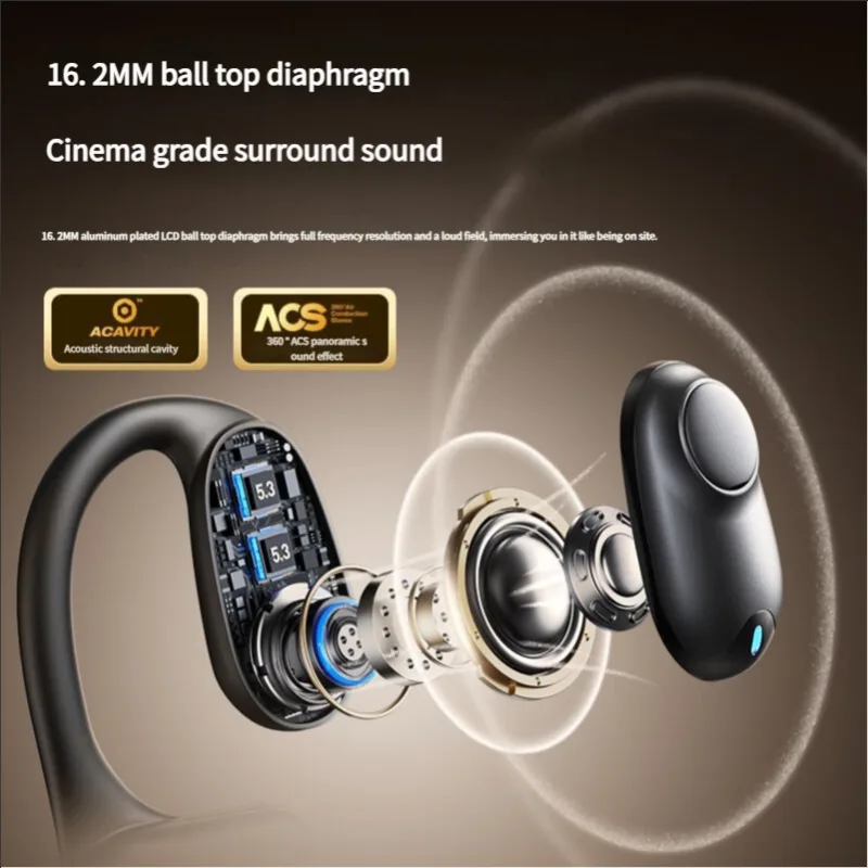 Monqiqi T28 Ultra Clear Talk Microphone Bluetooth Headset Wireless Mounting Ear Clip Air Conduction Power Long Life Earbuds