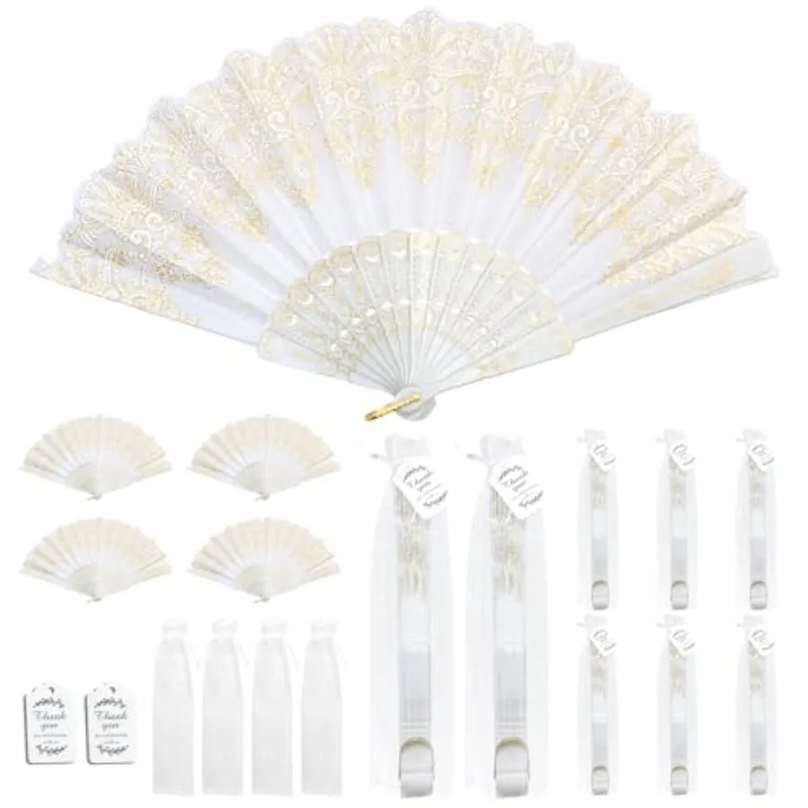 

EOSAU Handheld Chinese Folding Fan Hand Fans for Women Foldable Bulk for Party Wedding Church Dancing