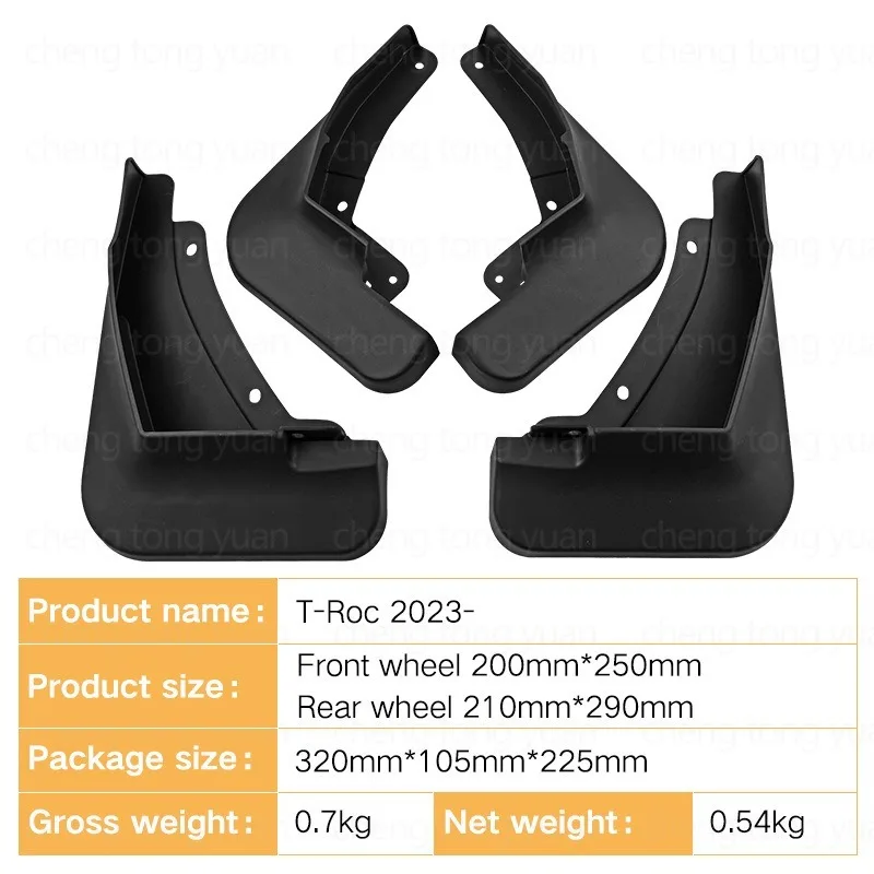 4Pcs Mud Flaps For Volkswagen VW T-ROC 2023 Base Trim Front Rear Splash Guards Mudguards Custom Fit SUV Car Exterior Accessories