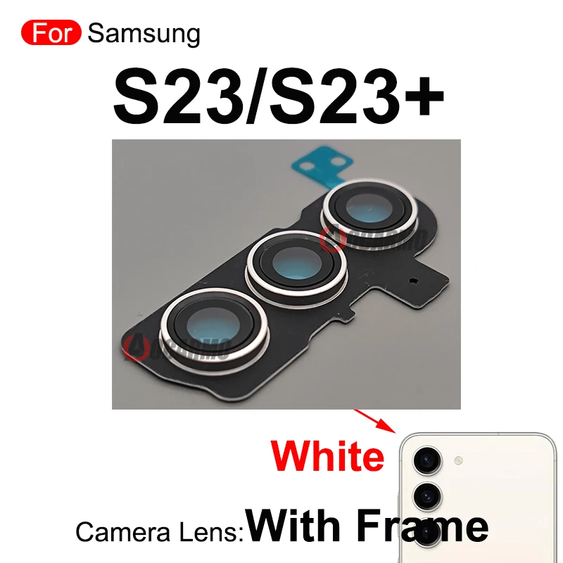 Lens Adhesive Back Camera Lens With Frame For Samsung Galaxy S23 Plus Ultra S23+ S23U Replacement Part