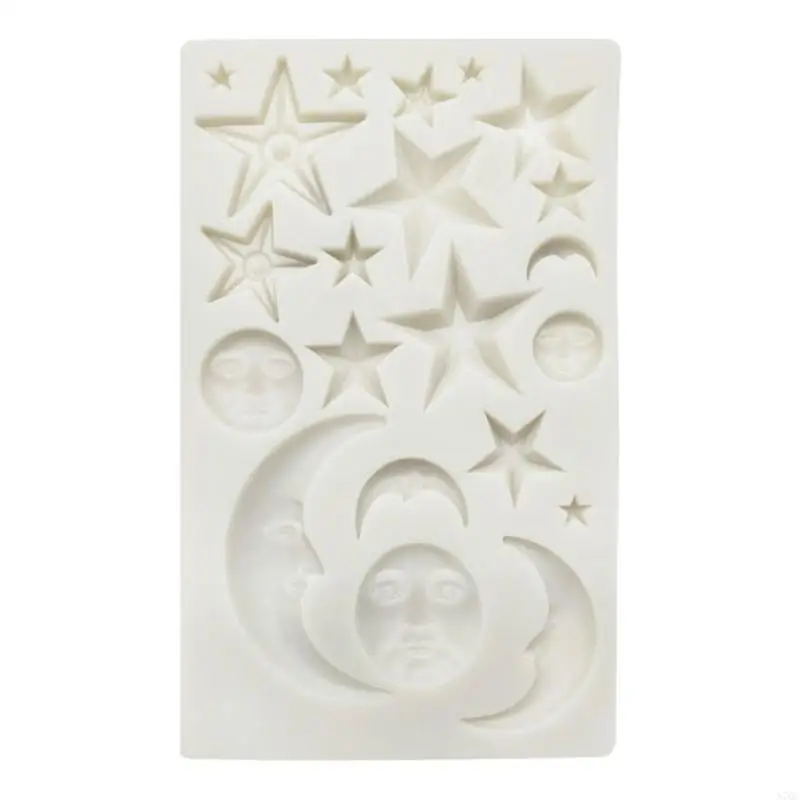 Molde chocolate con forma luna estrella molde fondant 3D para hornear en cocina del hogar