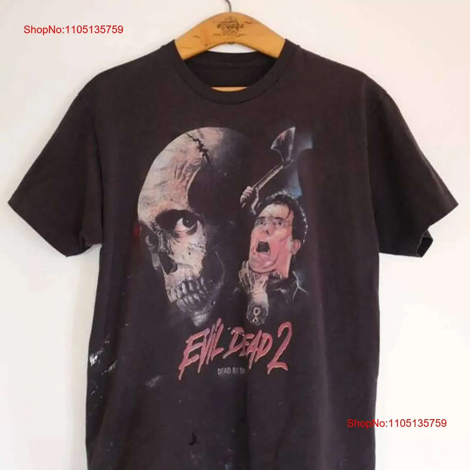 

Evil Dead 2 horror movie shirt Retro style Black T Classic NH18949 vintage Washed Top For Everyday Wear designer clothes
