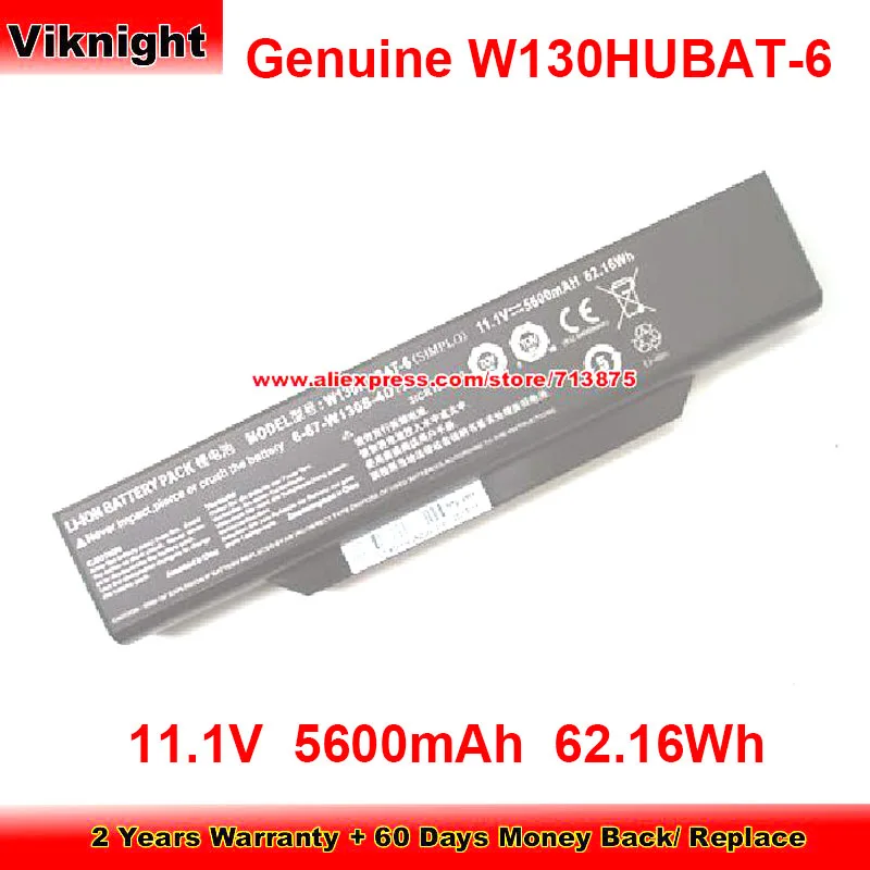 Genuine W130HUBAT-6 Battery 6-87-W130S-4D71 for Clevo W130EW W130HU W130HV W130Hx W255CEW W130EV 6-87-W130S-4D72 11.1V 5600mAh