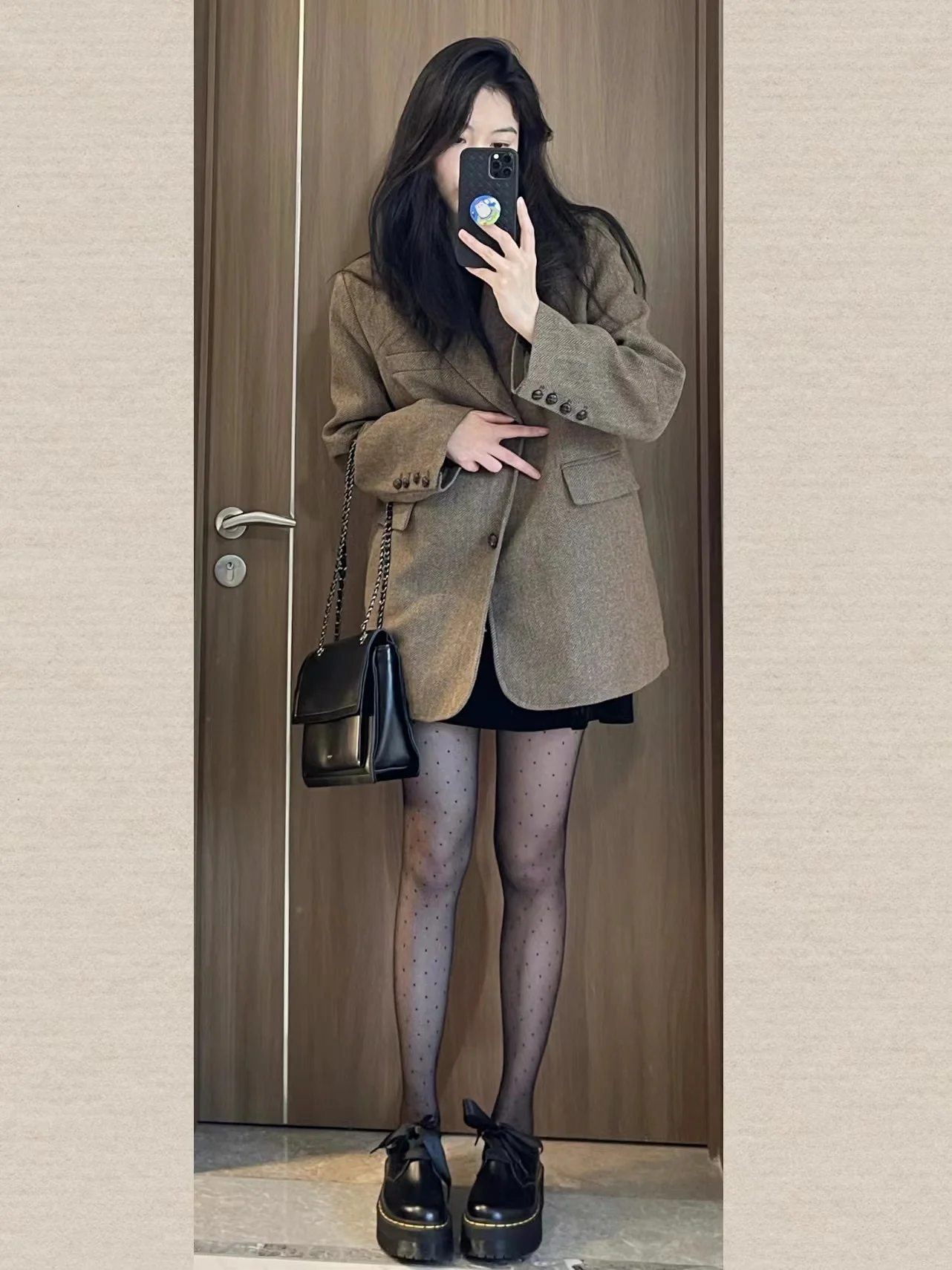 UNXX Woolen Suit Jacket for Women, 2023 Autumn/winter New Vintage Padded Herringbone Coffee-colored Blazer Top High Quality Hot