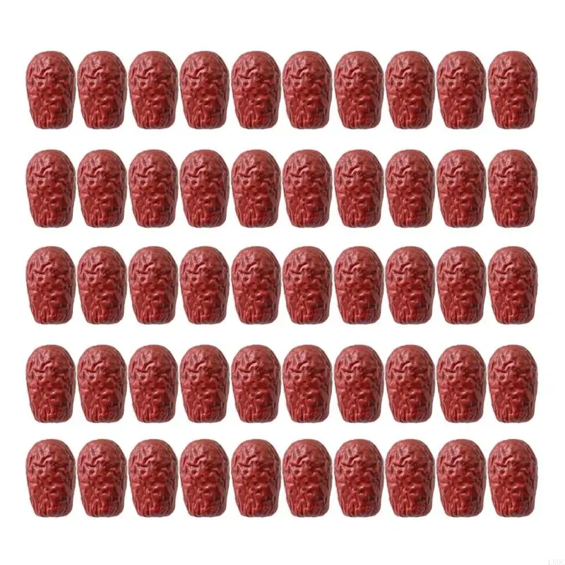 Pacchetto LX0C 50 frutti plastica realistica del giujube artificiale per decori per feste natalizie