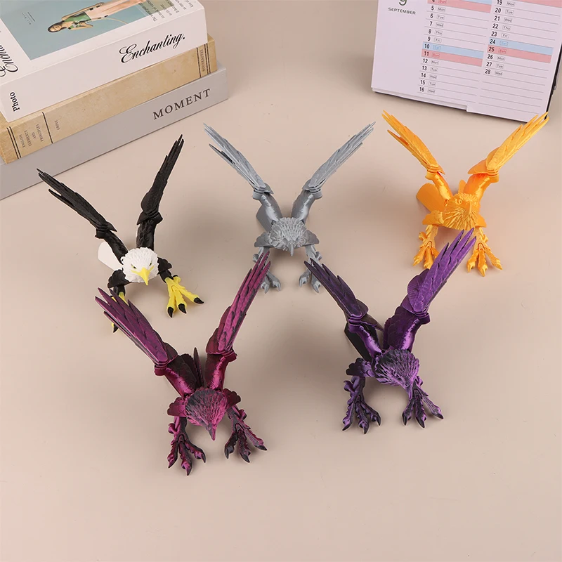 3D พิมพ์ Eagle Movable Wings รุ่นเดสก์ท็อปเครื่องประดับตกแต่งบ้าน Fidget ของขวัญของเล่นสําหรับผู้ใหญ่