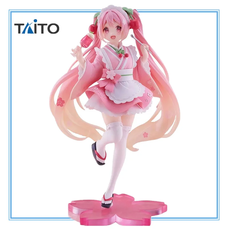 In Stock Taito Hatsune Miku Sakura Wafuu Kissa Ver. Maid Coreful 18cm Doll Kawaii Collectible Anime Figure Model Toy