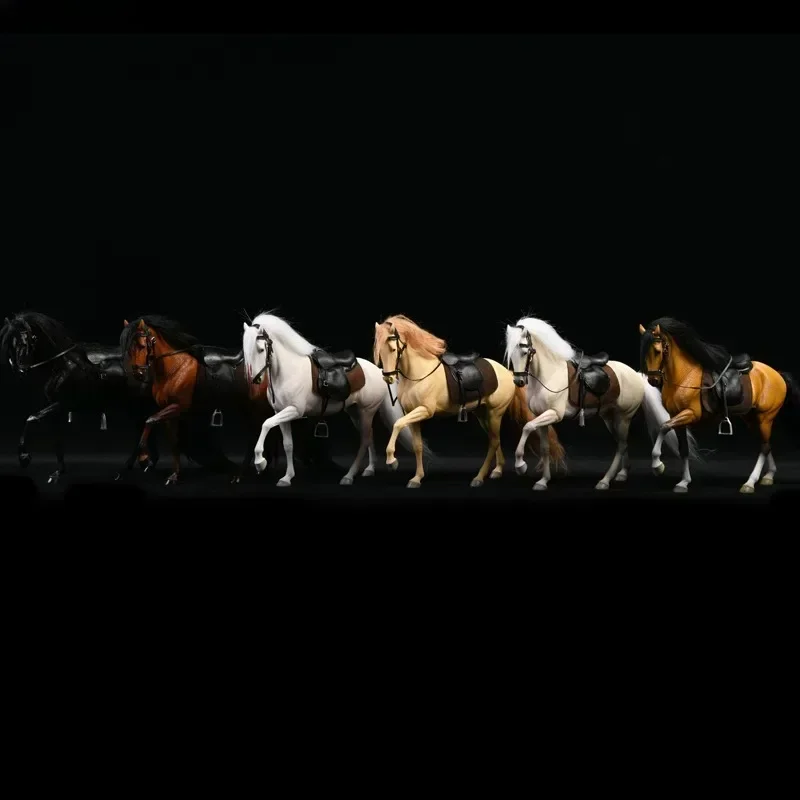 

JXK 1/12 Scale Simulation Resin Animal Yili Horse Model with Harness Lovely Pet Model for 6in Dolls Action Figures Accessory