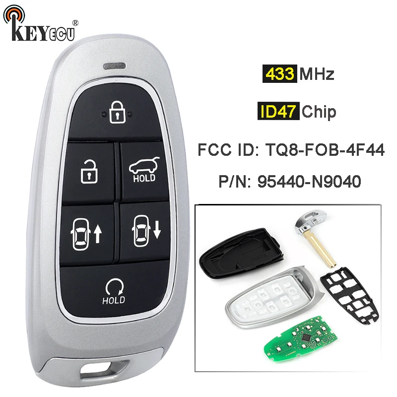 

KEYECU 433 МГц чип ID47 PN: 95440-N9040 идентификатор FCC: флуоресцентная идентификация для Hyundai Tucson 2022 2023